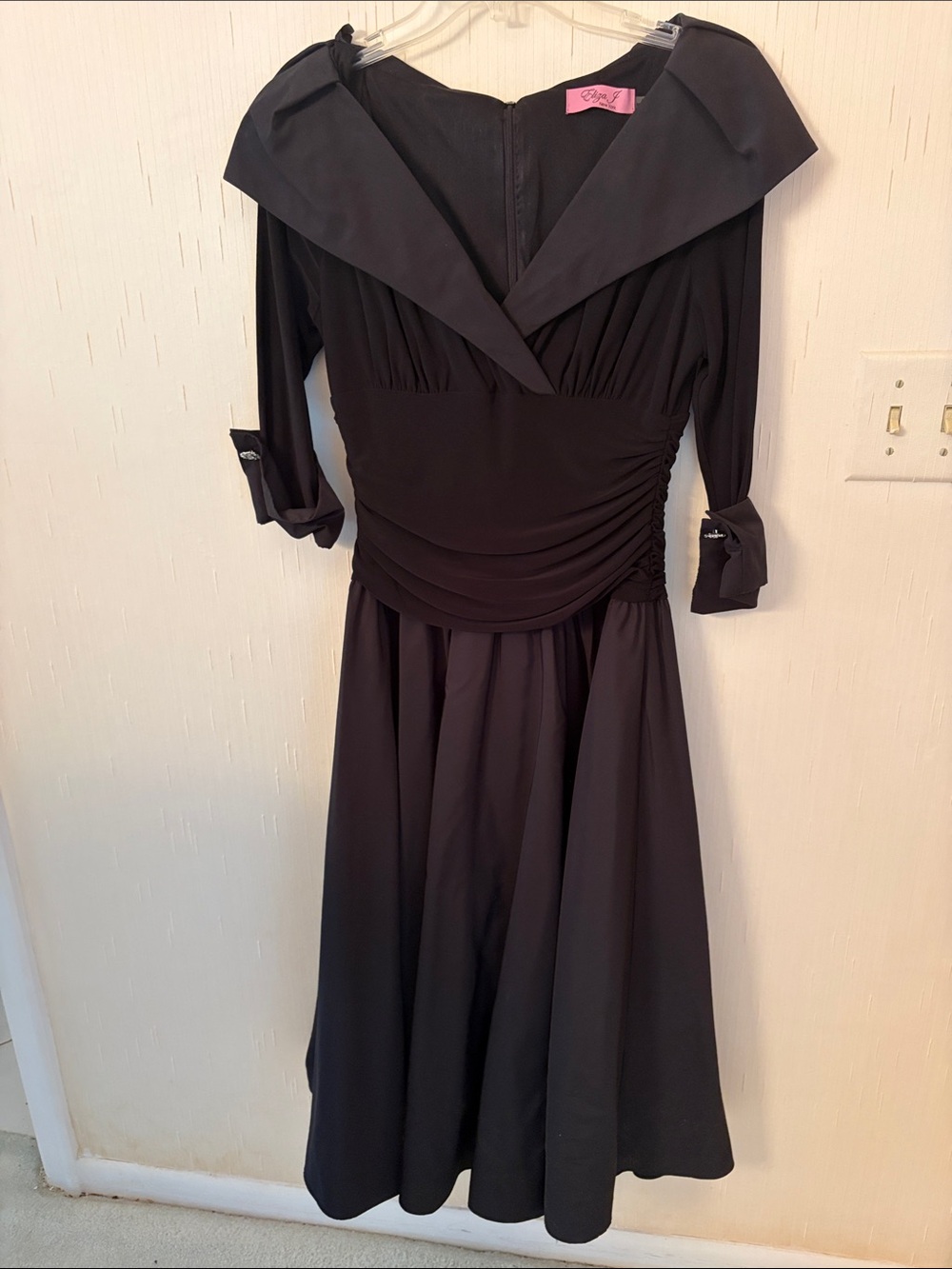 Eliza J Black Midi Dress with Sailor Collar